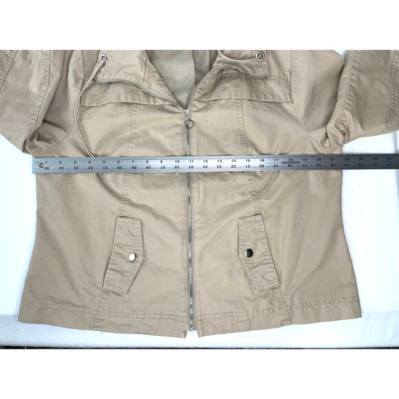 Studio Works Petite Lined Khaki Tan Zip Up Light Coat Jacket Women's Size PL - Picture 7 of 11